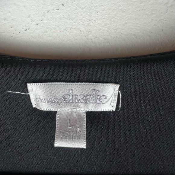 Charming Charlie V Neck Black Cold Shoulder Dress Size Large - Picture 3 of 5